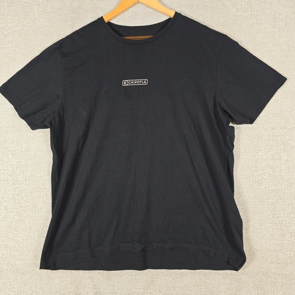 Loomstate for Chipotle Mens XL Organic Cotton Graphic T-Shirt Black Short Sleeve